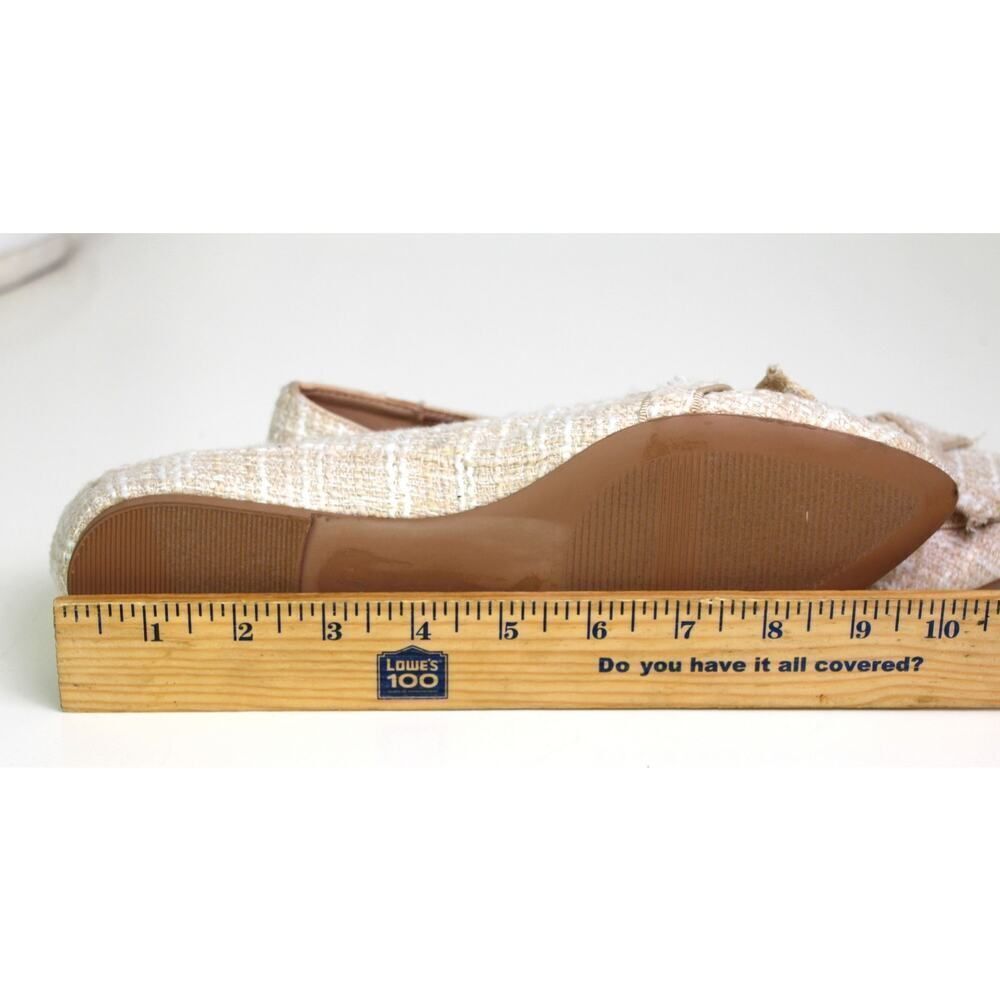 ANN TAYLOR BOW CREAM BEIGE TWEED TEXTILE POINTED TOE FLAT BALLET SHOES Sz 7.5 - Picture 10 of 10